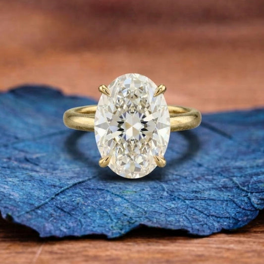 Oval Cut Moissanite Engagement Ring Hidden Halo Solitaire Ring  Wedding Ring Anniversary Rings For Women Promise Ring