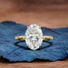 Oval Moissanite Engagement Ring Hidden Halo Wedding Anniversary Ring