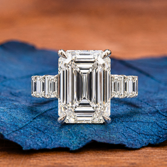 Emerald Cut Moissanite Engagement Ring  Lab Grown Wedding Ring Anniversary Ring For Women
