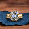 Half Bezel Set Old Mine Elongated Cushion Lab Grown Engagement Ring Antique  Gold Unique Wedding Anniversary Ring