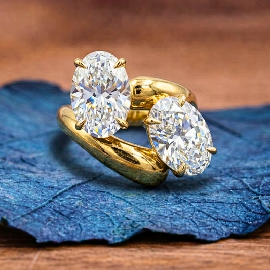 4.00 TCW Toi Et Moi Oval Cut Lab Grown Engagement Ring East West Two Stone Ring  You And Me Ring Wedding Ring Anniversary Ring For Her