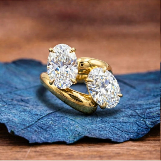 4.00 TCW Toi Et Moi Oval Cut Moissanite Engagement Ring East West Two Stone Ring  You And Me Ring Wedding Ring Anniversary Ring For Her