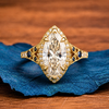 Marquise Halo Set Lab Grown Engagement Ring Vintage inspired Wedding Ring