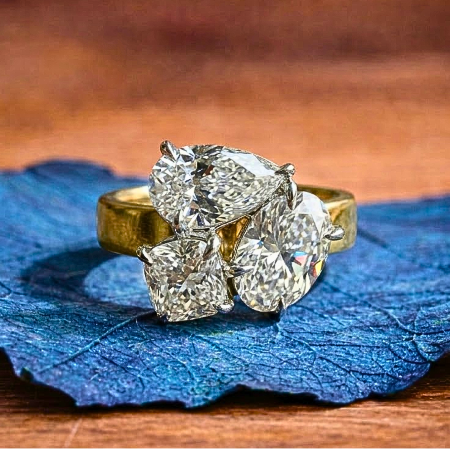 5.00 tcw three stone pear and oval and cushion lab grown engagement ring solid gold wedding ring past present future ring anniversary ring