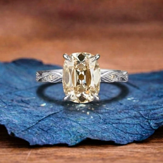 Old Mine Elongated Cushion Lab Grown Engagement Ring