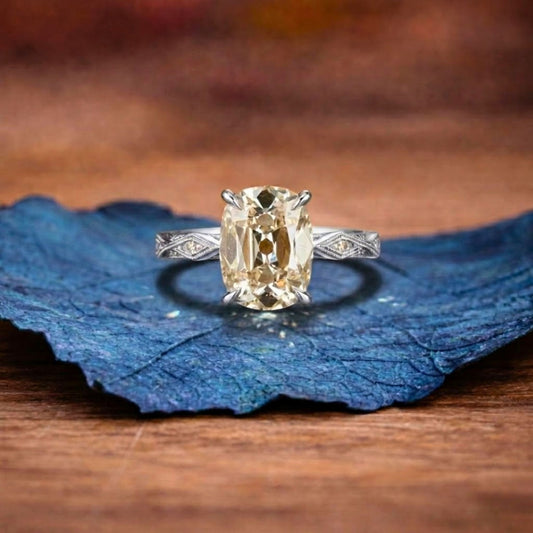 Old Mine Elongated Cushion Lab Grown Engagement Ring