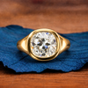 Bezel Set Old Mine Elongated Cushion Moissanite Engagement Ring East West Wedding Gold Ring