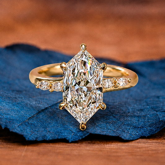 Dutch Marquise Lab Grown Ring Solid Gold Wedding Ring