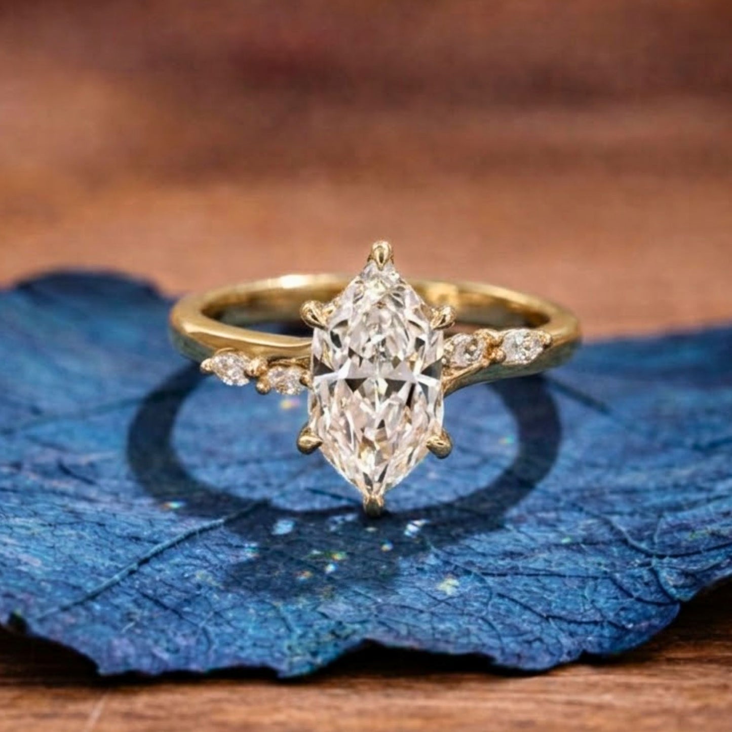 dutch marquise lab grown ring solid gold wedding ring