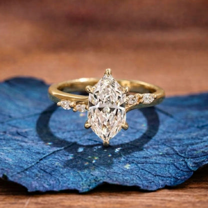 Dutch Marquise Lab Grown Ring Solid Gold Wedding Ring