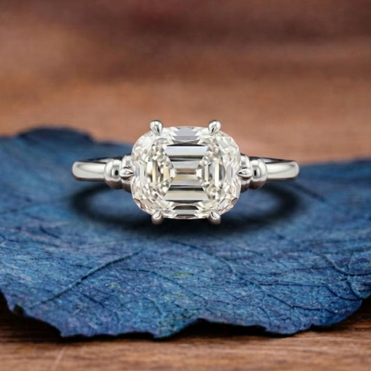 Mine Elongated Cushion Moissanite Engagement Ring East West Gold Wedding Ring