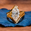 Marquise Lab Grown Engagement Ring Set Unique Style Wedding Bridal Set