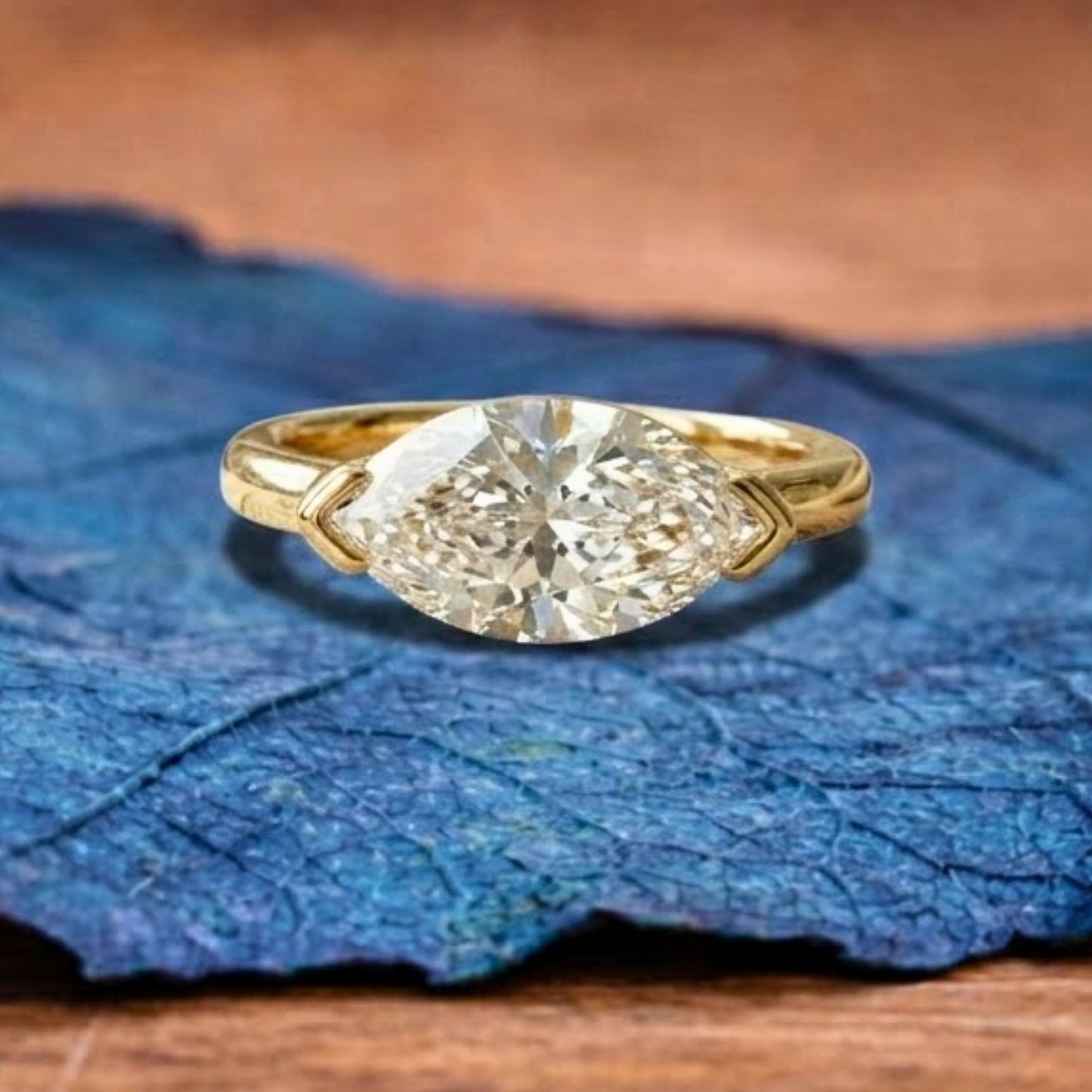 marquise east west moissanite engagement ring v prong wedding ring