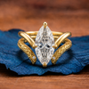 Marquise Moissanite Engagement Ring Set Gold Wedding Bridal Set