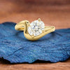 Oval Curve Band Moissanite Engagement Ring East West Solitaire Gold Wedding Ring