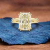 Criss Cut Moissanite Engagement Ring Double Claw Prong Gold Wedding Ring