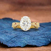 Oval Moissanite Engagement Ring Snake Vintage Inspired Unique Gold Wedding Ring
