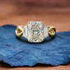 Radiant Moissanite Engagement Ring Three Stone Gold Wedding Ring