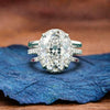 Oval Cut Moissanite Engagement Ring Unique White Gold Wedding Ring