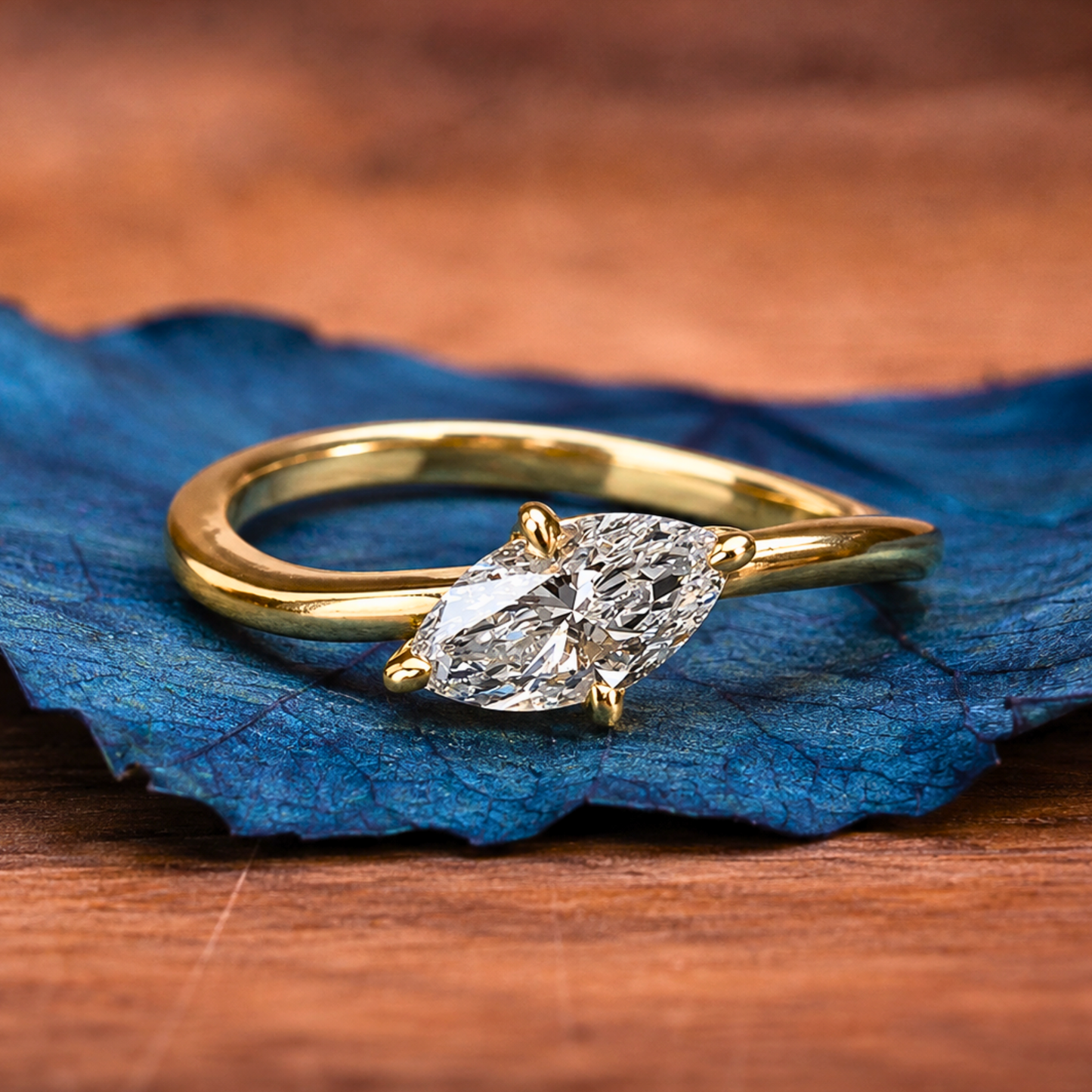 elegant east west marquise moissanite diamond ring in minimalist solitaire engagement ring