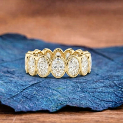 3.00 TCW Elegant Oval Cut Lab Grown Diamond Eternity Band in Minimal Bezel Set Band