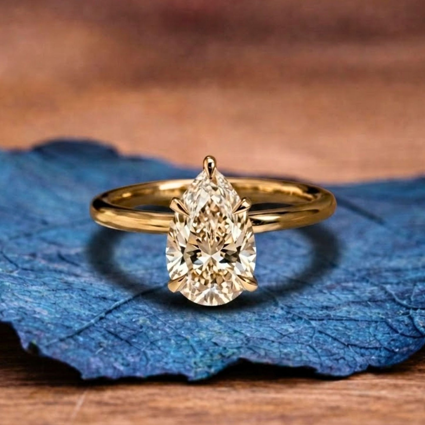 elegant pear cut moissanite diamond ring in minimalist solitaire engagement ring