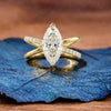 Marquise Cut Moissanite Diamond Crossover Ring in Elegant Pavé Band Engagement Ring
