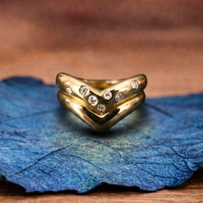 0.24 TCW Elegant V-Shape Diamond Chevron Ring in Lab Grown Minimalist Stackable Fine Jewelry
