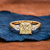 Elegant Cushion Cut Moissanite Diamond Three-Stone Ring in Gold Minimalist Engagement Ring