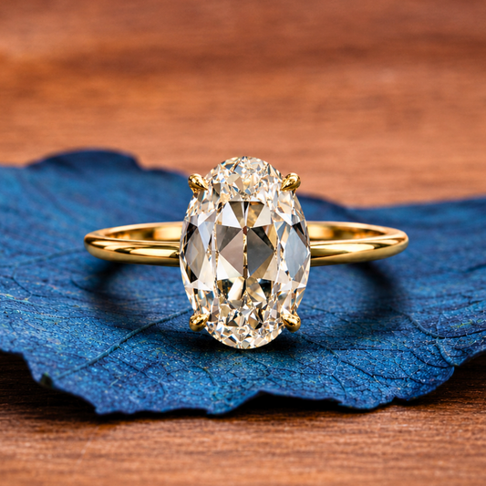 Old Mine Oval Moissanite Engagement Ring Gold Solitaire Wedding Anniversary Ring