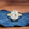 Bezel Set Old Mine Elongated Cushion Moissanite Engagement Ring Antique Diamond Vintage Wedding Ring Unique Anniversary Ring