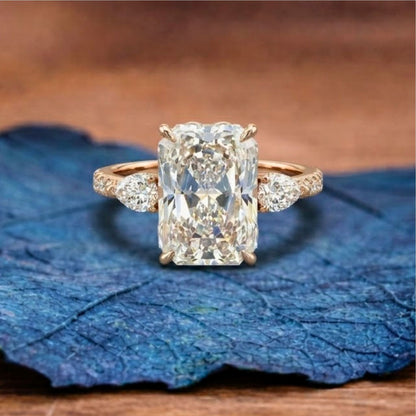 Art Deco Twisted Band Radiant Cut Vintage Moissanite Engagement Ring  Tulip Set Wedding Nature Inspired Anniversary Ring