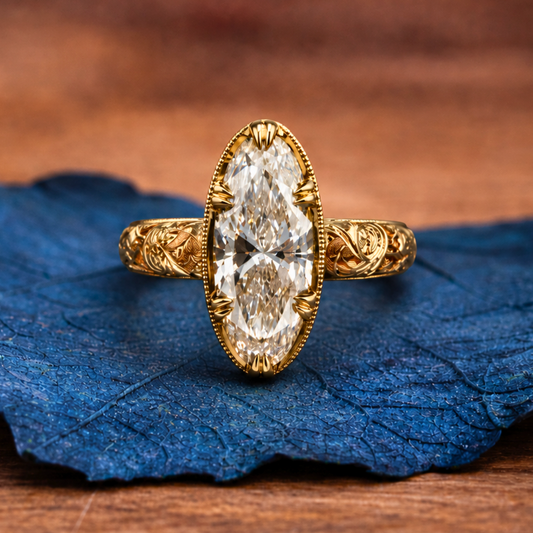 Antique Oval Lab Grown Art Deco Engagement Ring Gold Vintage Wedding Anniversary Ring