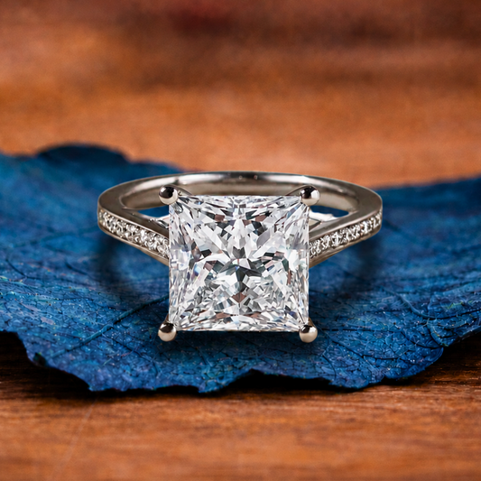 Cathedral Set  Princess Cut Lab grown Engagement Ring White Gold Wedding Ring Anniversary Rings For Women Handmade Promise Ring