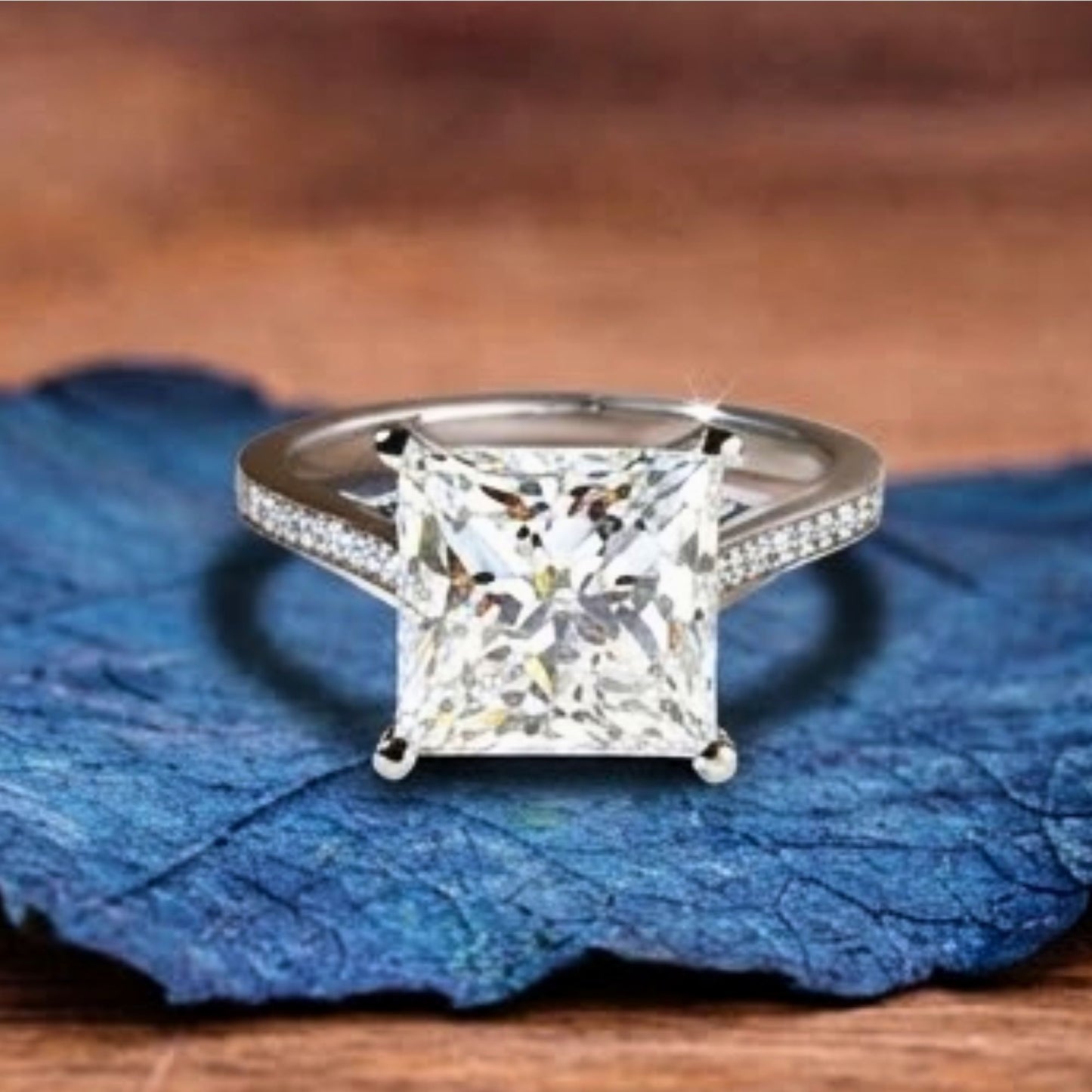 cathedral set  princess cut lab grown engagement ring white gold wedding ring anniversary rings for women handmade promise ring