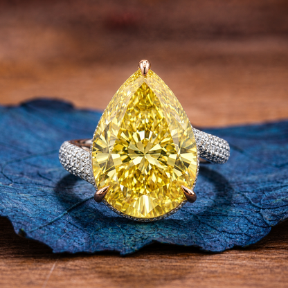 Champagne Yellow Pear Cut Lab Grown Engagement Ring  Wedding Ring Color Stone Ring Anniversary Rings For Women Teardrop Ring