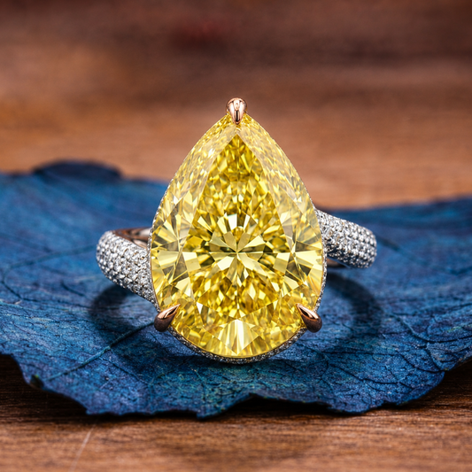 Champagne Yellow Pear Cut Lab Grown Engagement Ring  Wedding Ring Color Stone Ring Anniversary Rings For Women Teardrop Ring