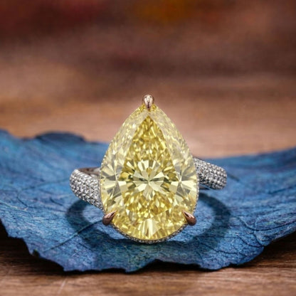 Champagne Yellow Pear Cut Lab Grown Engagement Ring  Wedding Ring Color Stone Ring Anniversary Rings For Women Teardrop Ring
