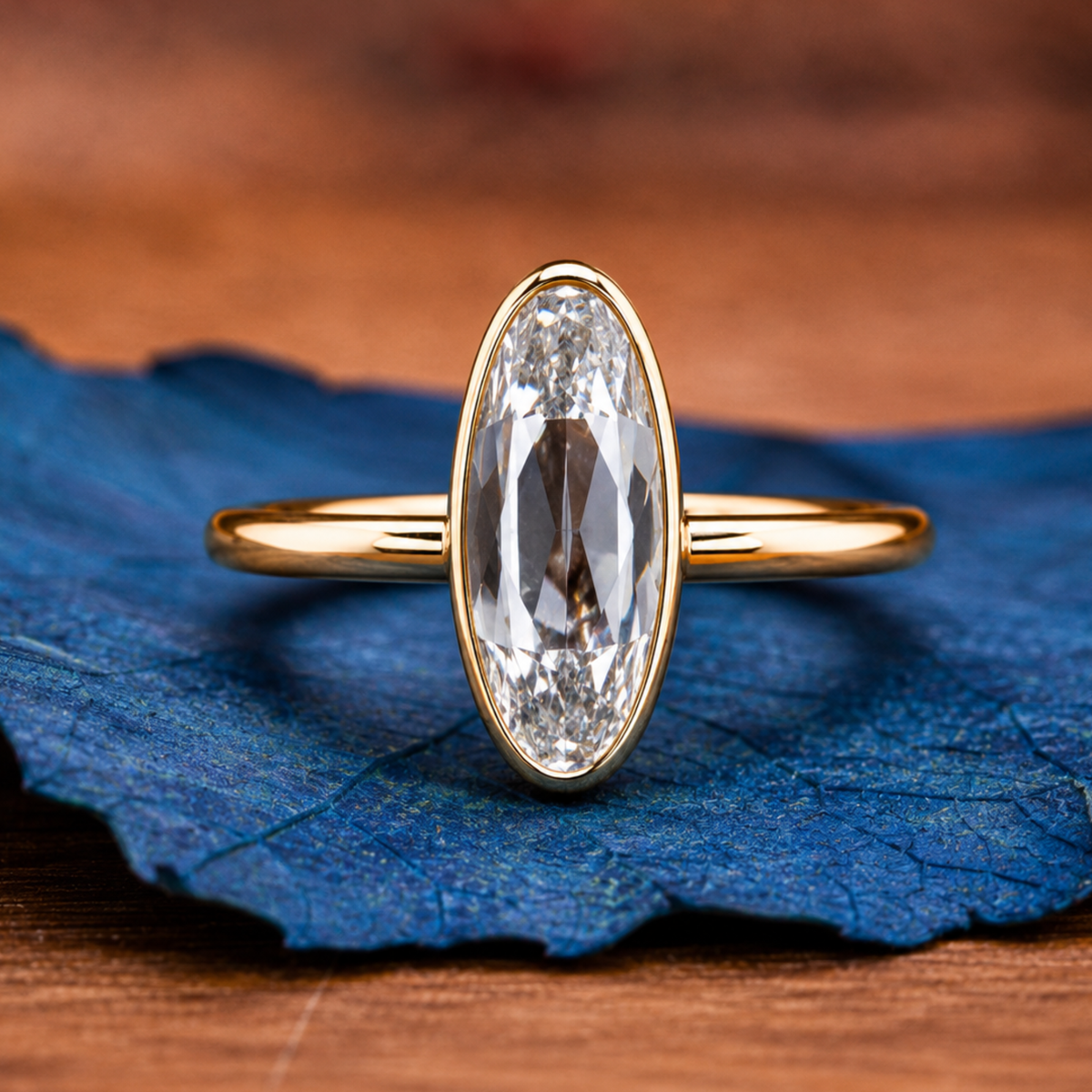 old mine elongated oval moissanite bezel set engagement ring  solitaire ring wedding ring anniversary ring