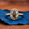 Old Mine Brown Elongated Cushion Engagement Ring Bezel Set Lab Grown Vintage Ring Wedding Ring Anniversary Ring