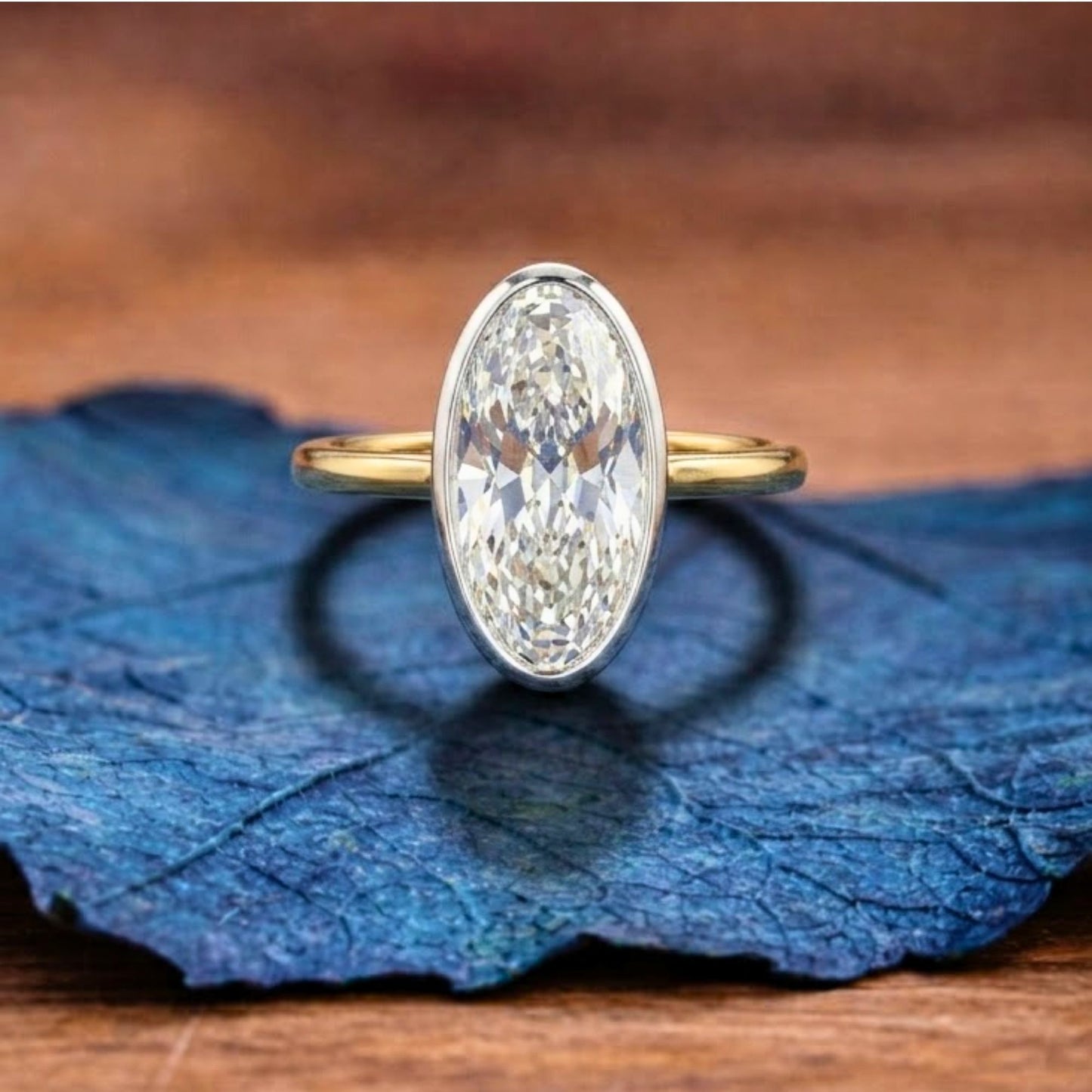 old mine elongated oval lab grown bezel set engagement ring  solitaire ring wedding ring anniversary ring