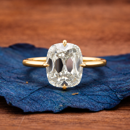 Old Mine Elongated Cushion Lab Grown Engagement Ring Gold Vintage Wedding Anniversary Ring