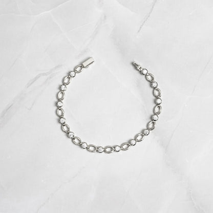 2.80 TCW Round Cut Moissanite Diamond Bezel Link Bracelet, Solid Gold Everyday Tennis Jewelry Bracelet