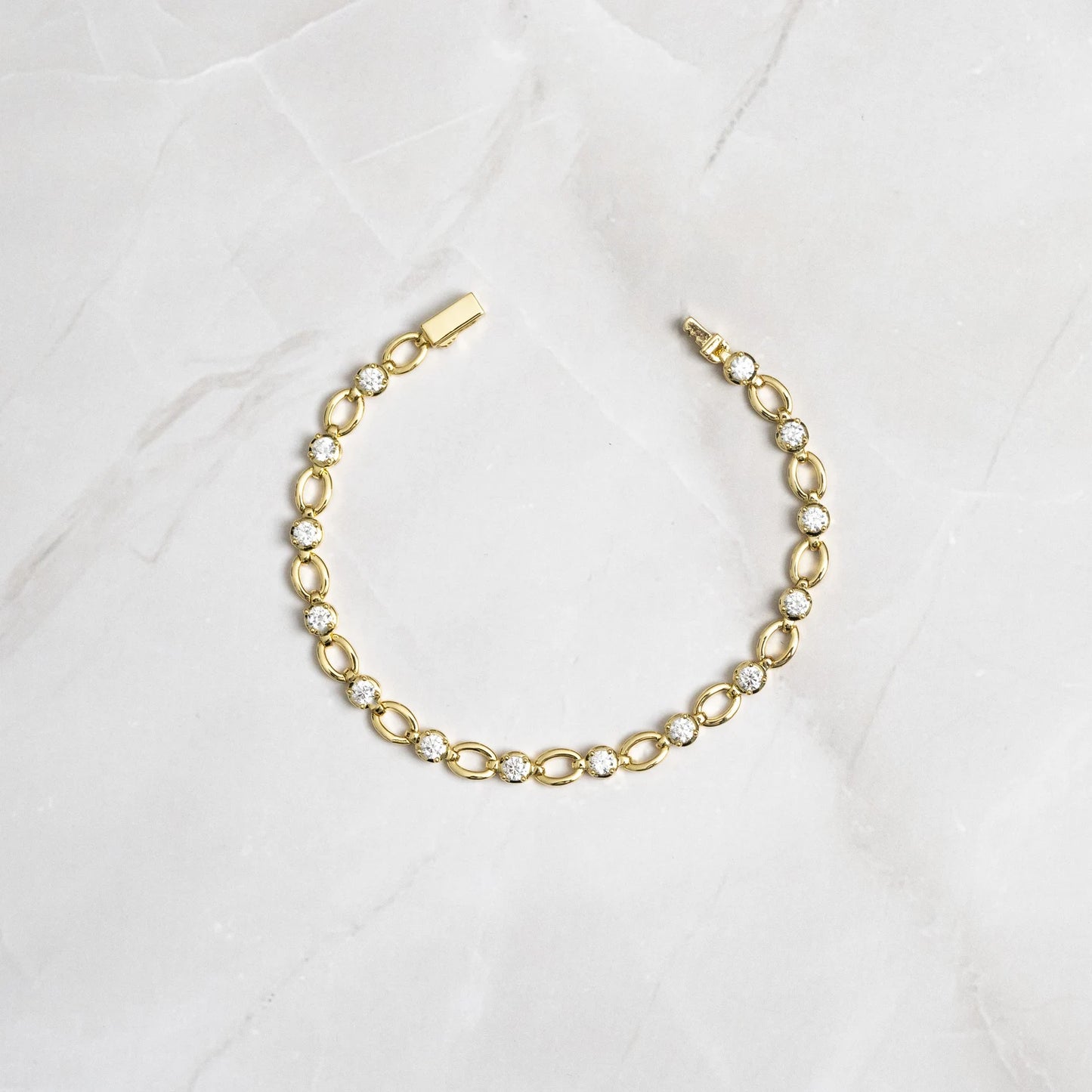 2.80 tcw round cut moissanite diamond bezel link bracelet, solid gold everyday tennis jewelry bracelet