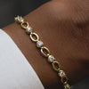 2.80 TCW Round Cut Moissanite Diamond Bezel Link Bracelet, Solid Gold Everyday Tennis Jewelry Bracelet