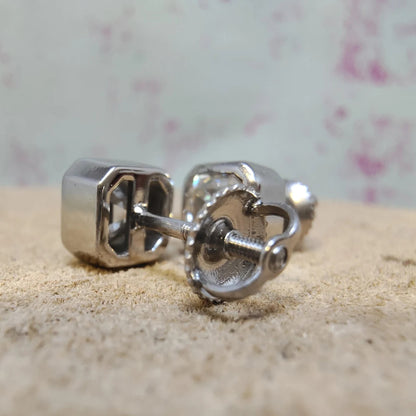 2.00 TCW Asscher Cut Lab Grown Diamond Stud Earrings Classic Bezel Set Minimalist Jewelry Gift