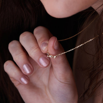 0.15 TCW Gold Love Lab Grown Diamond Necklace, Minimalist Dainty Pendant Chain Jewelry Gift for Her