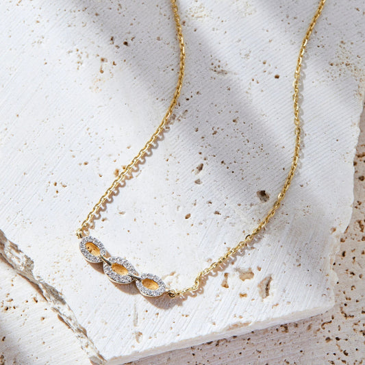 0.44 TCW Round Moissanite Diamond Gold Necklace, Minimalist Halo Station Pendant, Dainty Anniversary Gift Jewelry