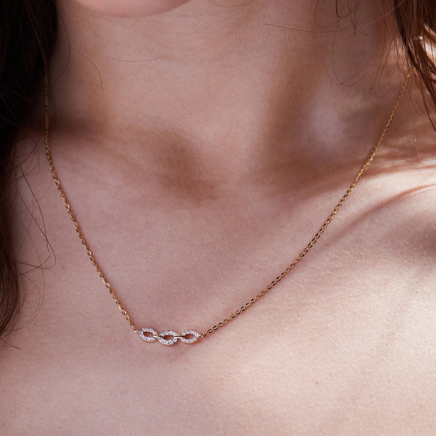 0.44 tcw round lab grown diamond gold necklace, minimalist halo station pendant, dainty anniversary gift jewelry