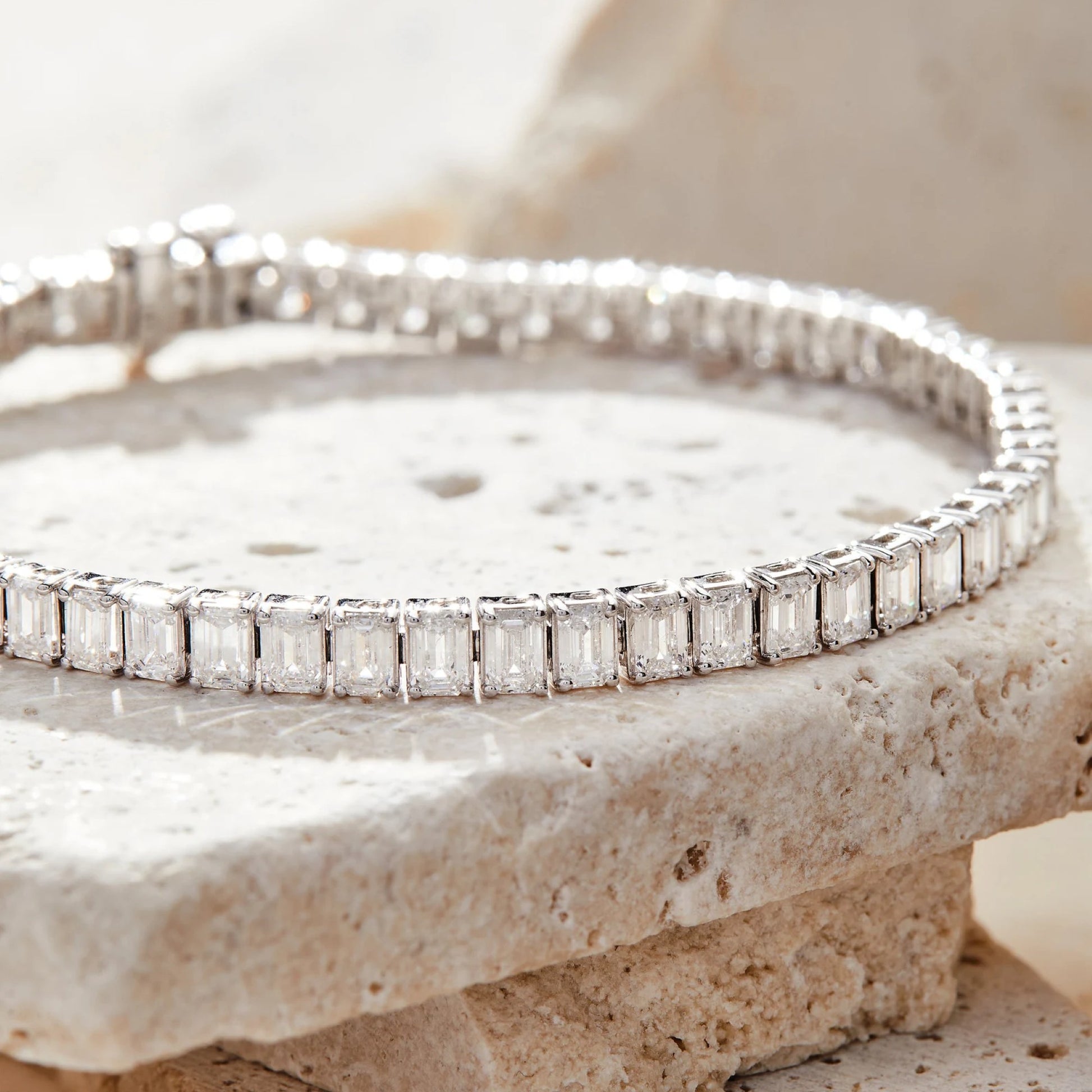 Diamond bracelet on a stone surface